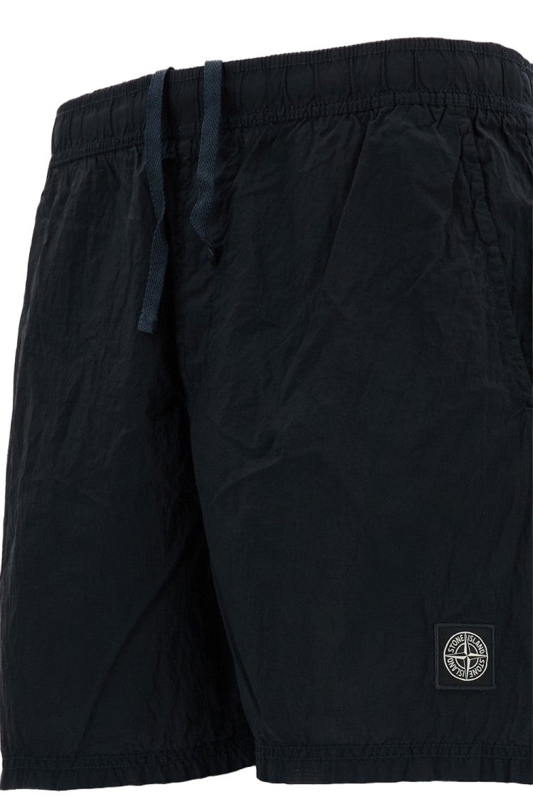 Stone Island Iridescent Nylon Metal Swim Shorts With Technical Details