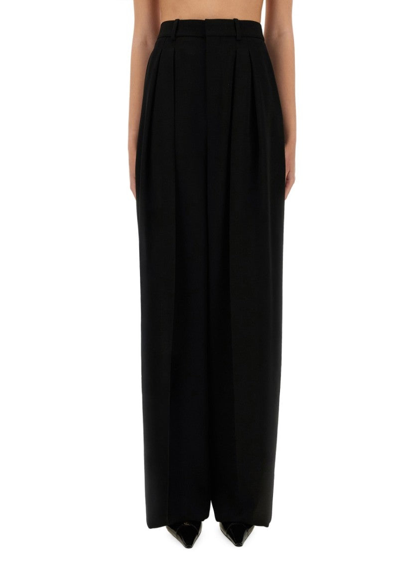Saint Laurent Wide-Leg Pants In Grain De Poudre