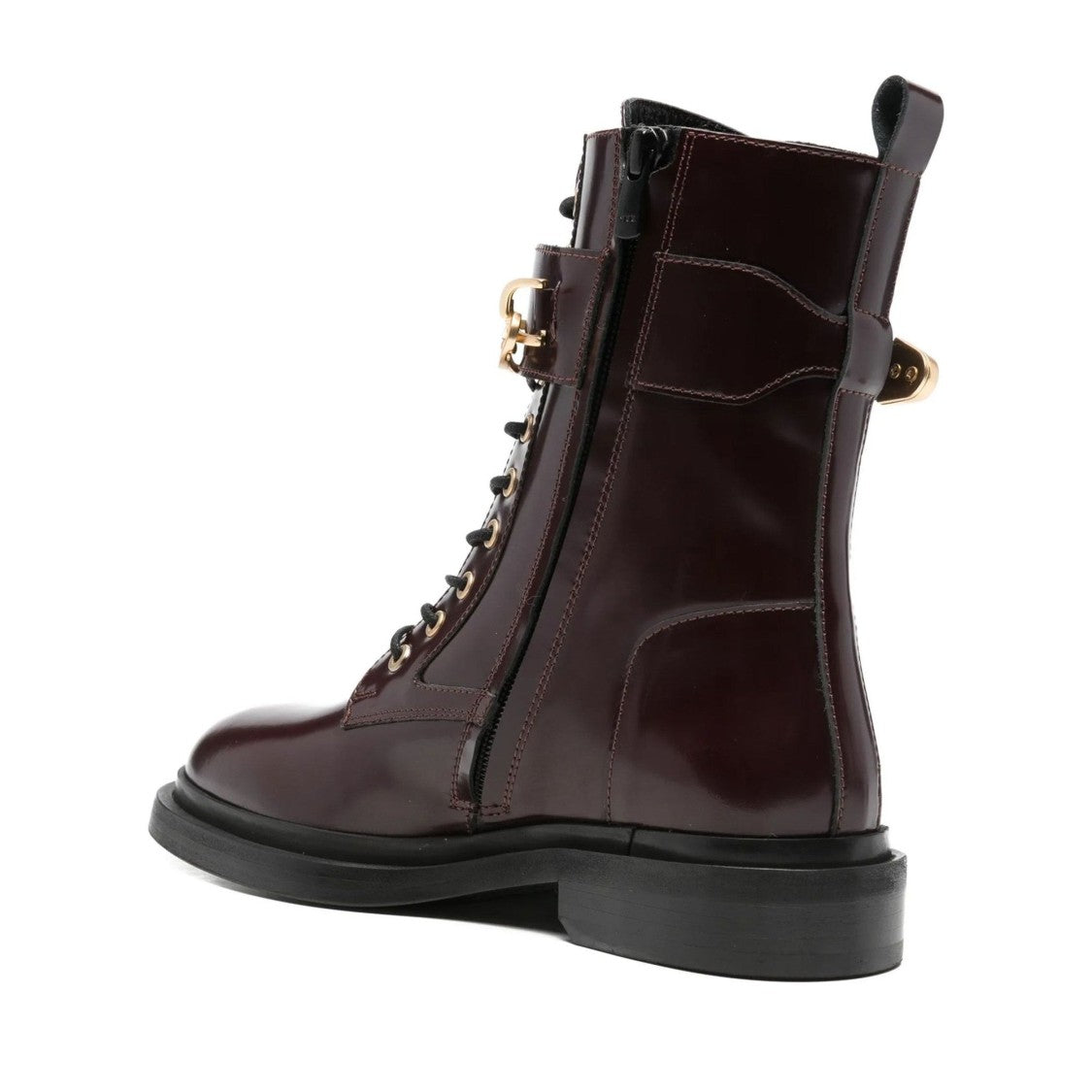 Adrianna Feretti Red Polished Decorative Details Leather Boots