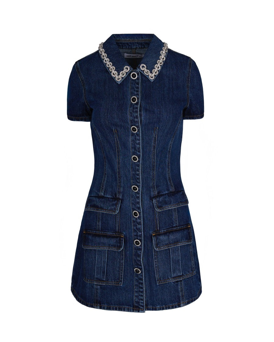 Self-Portrait Blue Denim Mini Dress