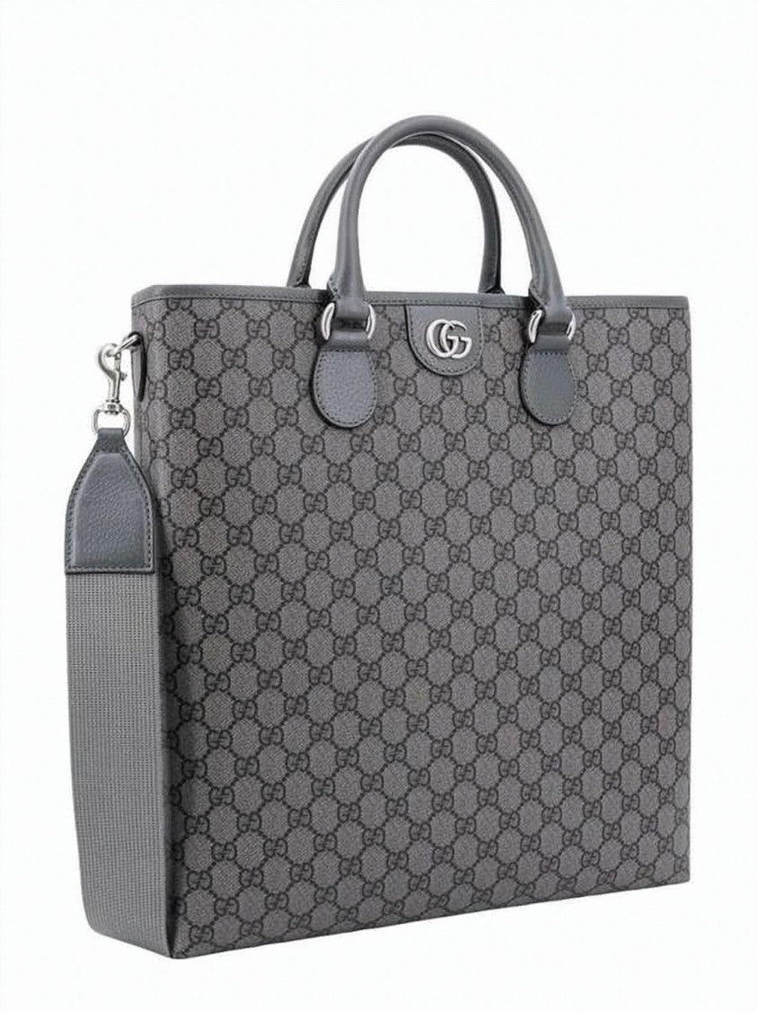 Gucci Structured Canvas Tote Bag With Interlocking Pattern
