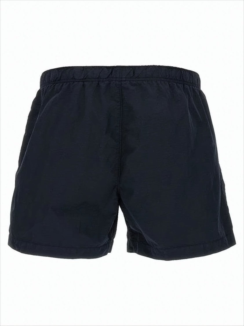 C.P. Company Minimalist Blue Swim Shorts With Distinctive Lens Detail
