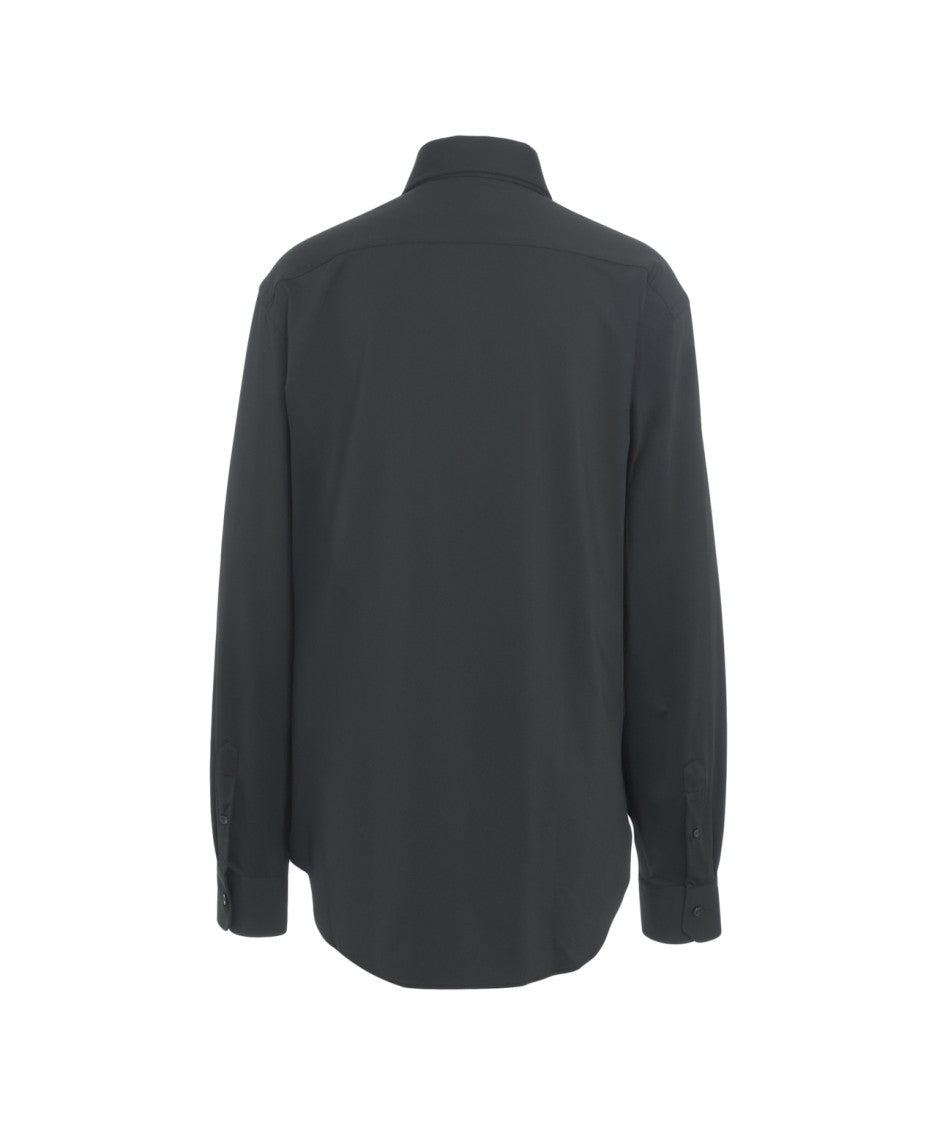 Gender Tailored Black Shirt With Structured Collar