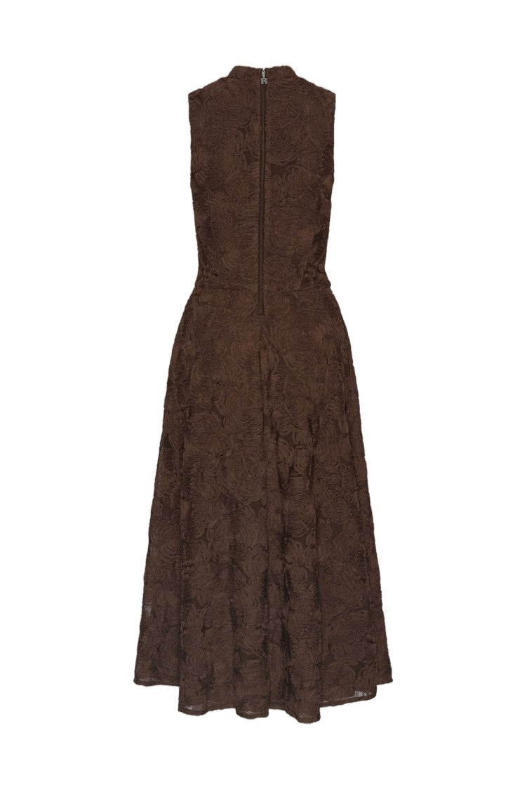 Rotate Flower Mesh Turtleneck Maxi Dress