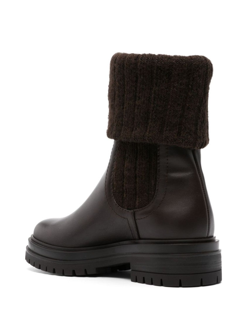 Gianvito Rossi Tenney Boots With Knitted Cuff And Chunky Sole
