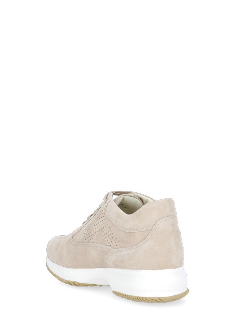 Hogan Beige Interactive Suede Perforated Sneakers