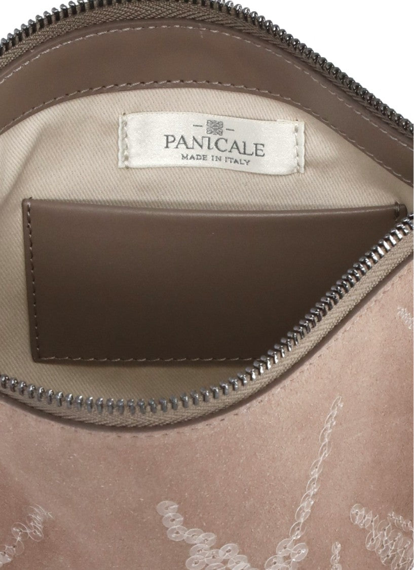 Panicale Rectangular Leather Pochette With Sequins Detailing