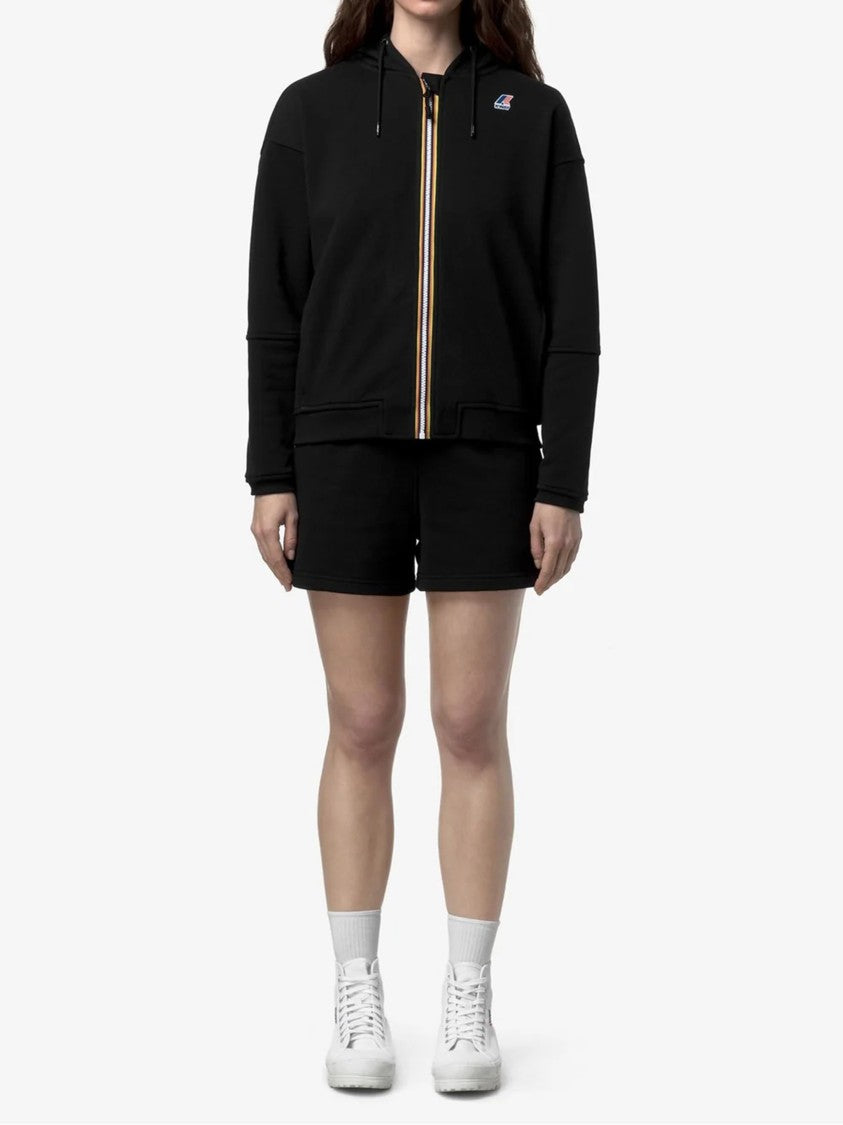 K-Way Lara Poly Cotton Black Zip-Up Hoodie