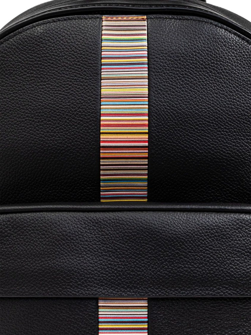 Paul Smith Vertical Stripe Black Backpack With Top Zip Closure