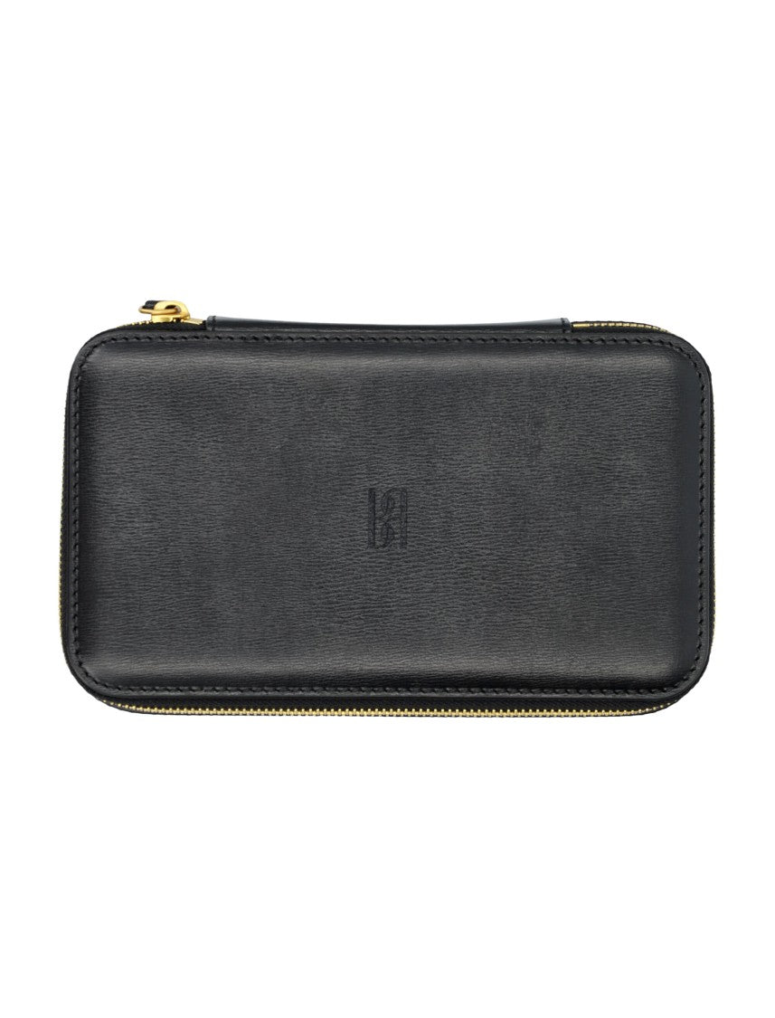 By Malene Birger Aya Embossed Monogram Structured Leather Beauty Pouch