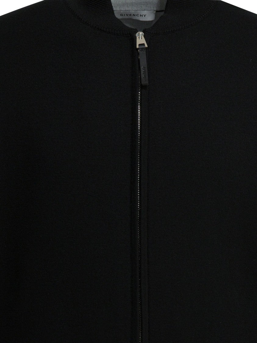 Givenchy Couture Seam Zip Sweater With Bomber Collar