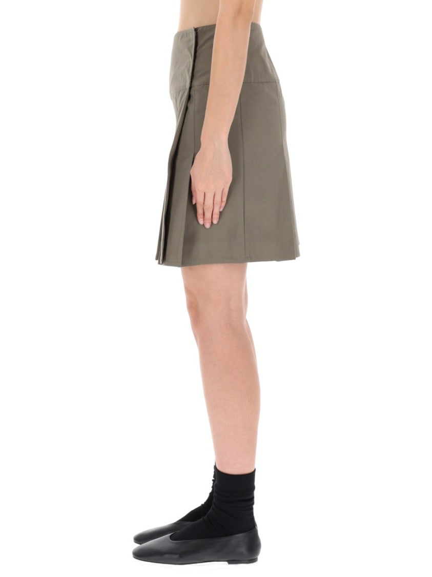 Our Legacy Structured Olive-Green Mini Skirt With Box Pleats