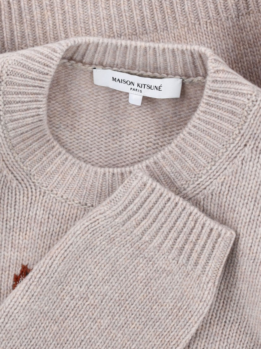 Maison Kitsuné Classic White Knitwear Sweater With Soft Texture