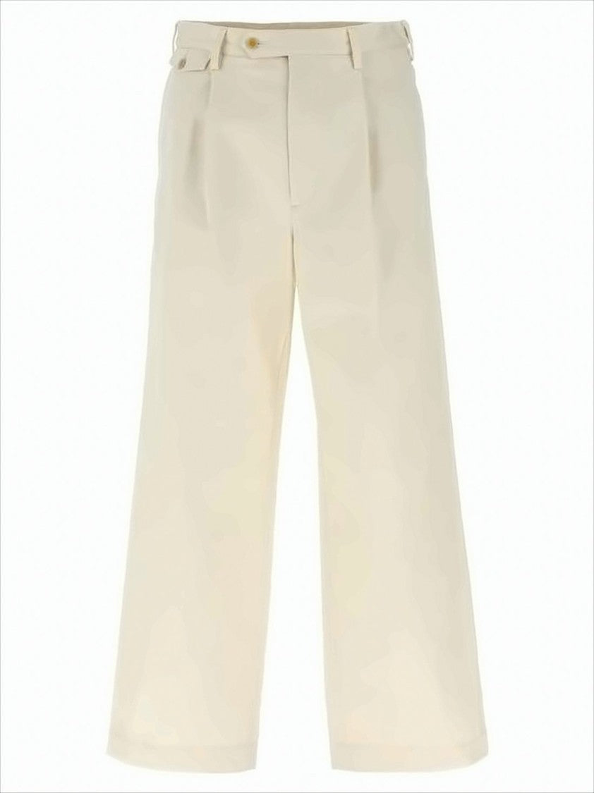 Auralee Minimalist High-Waisted Straight Pants With Buttoned Side Adjusters