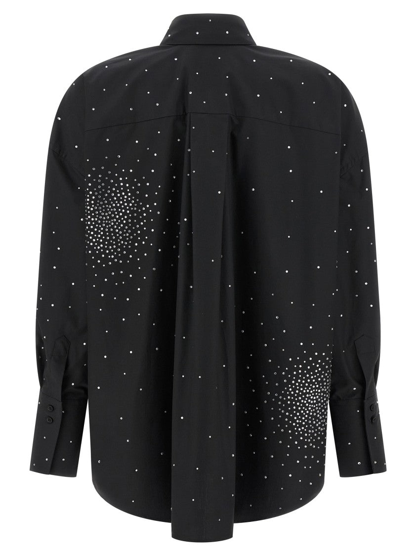 Giuseppe Di Morabito Oversized Cotton Poplin Shirt With Rhinestone Appliqué