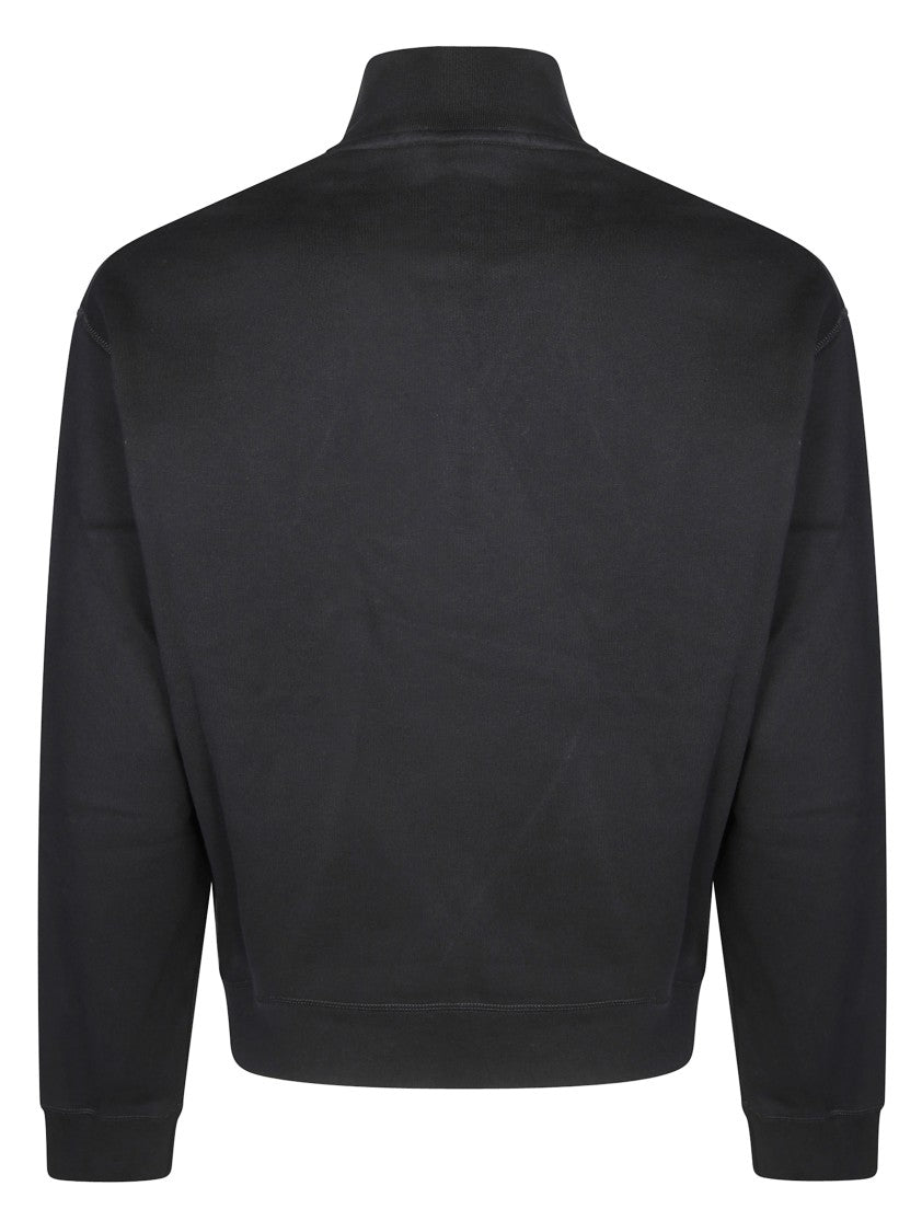 Dsquared2 Fitted Black Zip-Through Knitwear With High Collar