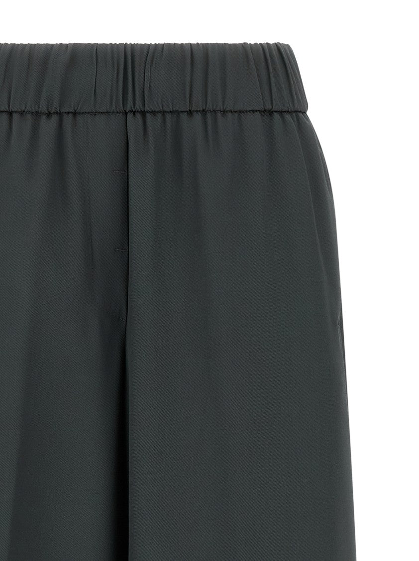 Peserico Fluid Viscose Twill Wide Leg Pants With Trompe L'oeil Flap