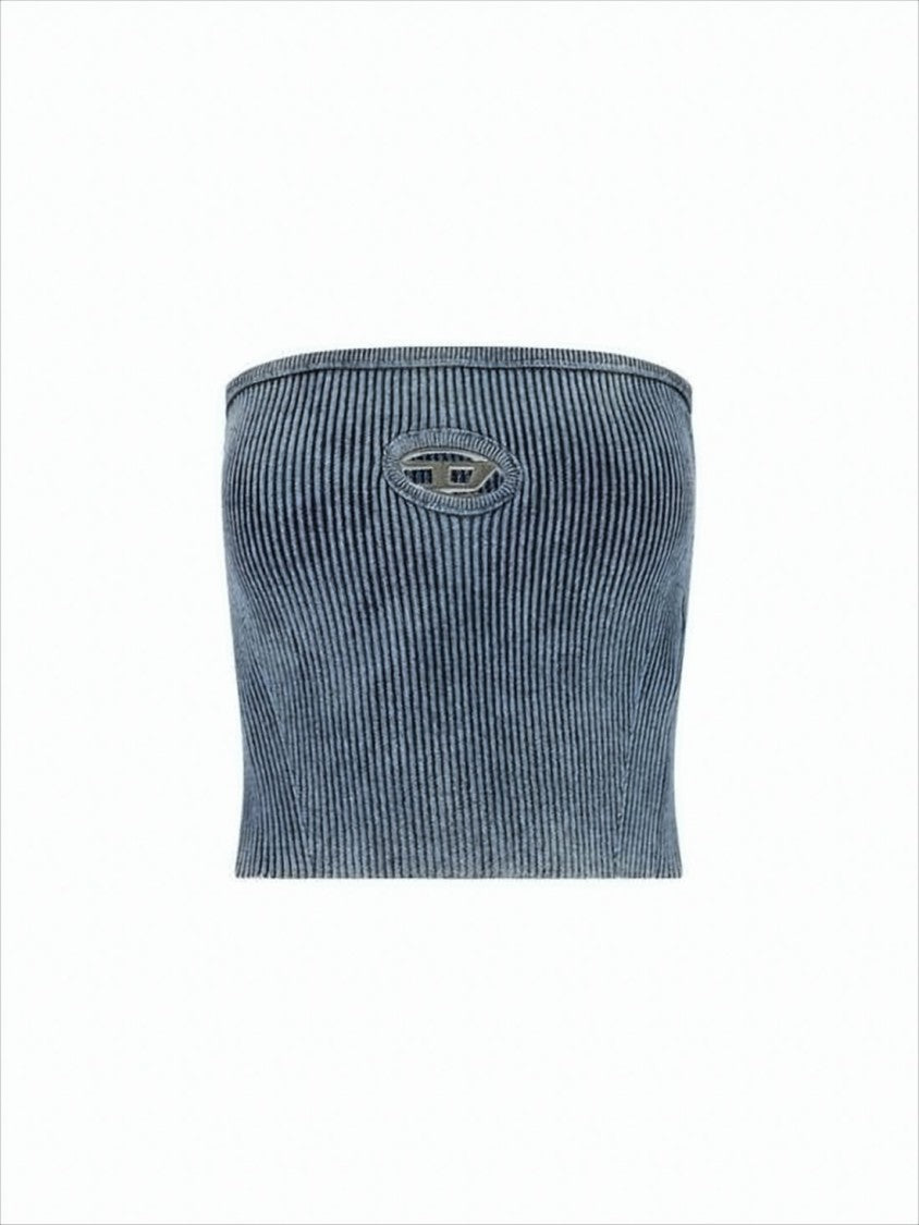 Diesel Ribbed Strapless Crop Top
