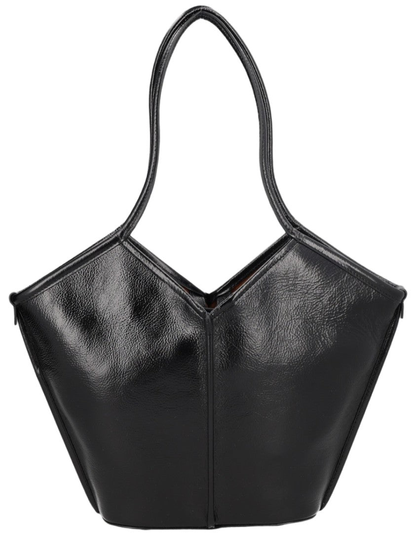 Hereu Black Geometric Calf Leather Shoulder Bag