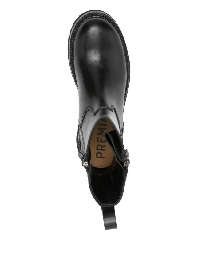 Premiata Black Side Zip Ridged Sole Boots