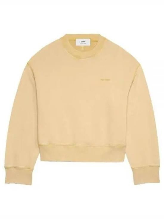 Ami Paris Cropped Long-Sleeve Sweatshirt With Ribbed Details