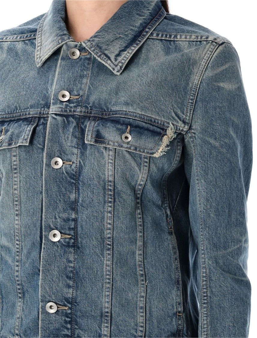 Drkshdw By Rick Owens Classic Denim Trucker Jacket With Structured Silhouette