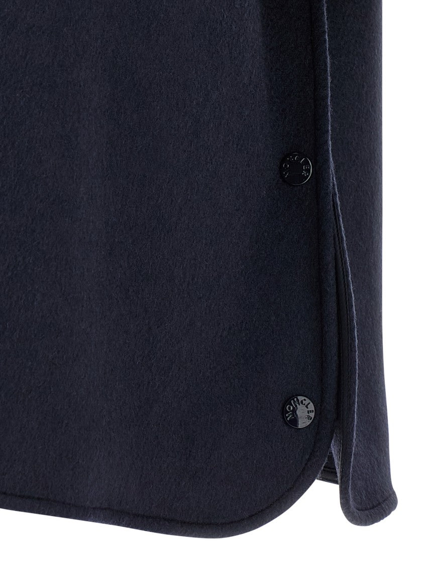 Moncler Two-Material Hooded Cape With Padded Quilted Hood