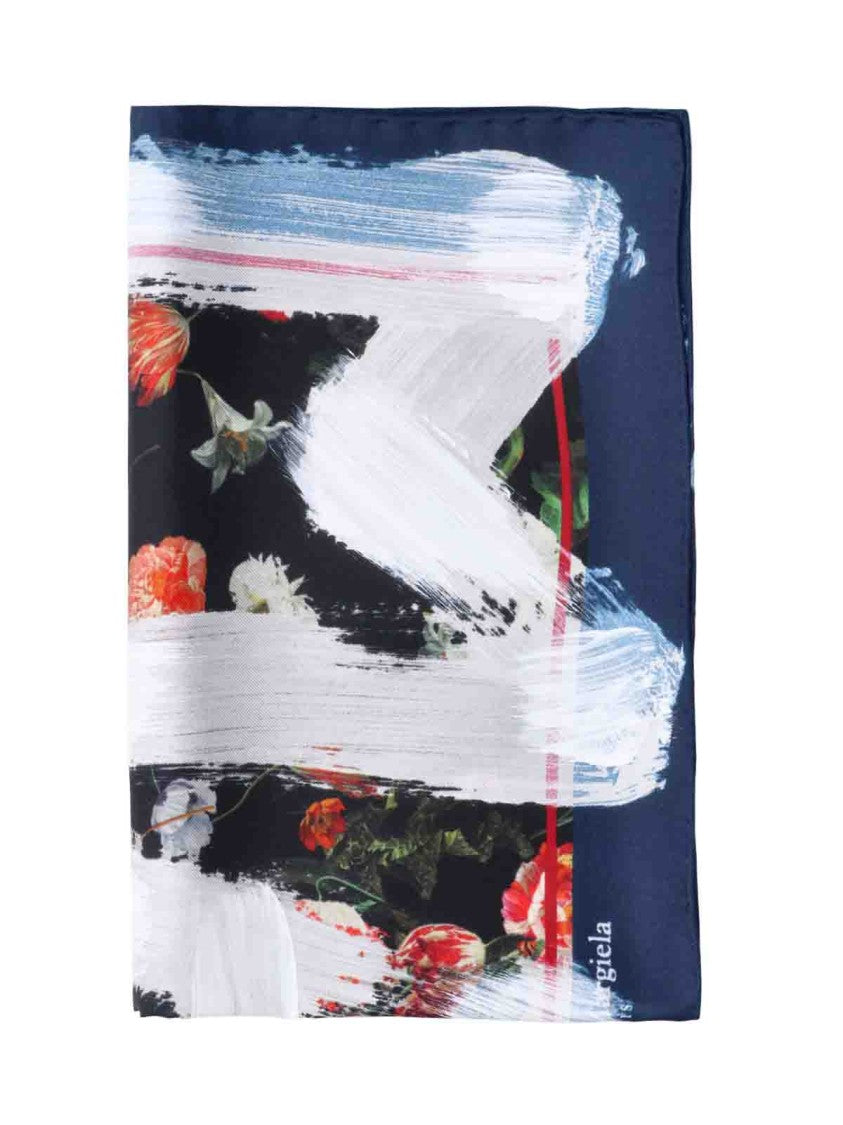 Maison Margiela Multicolor Floral Print Silk Scarf