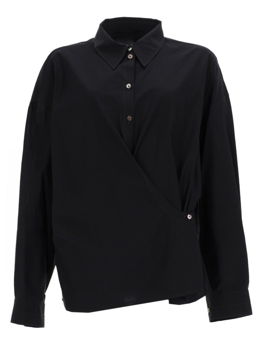 Lemaire Straight Collar Twisted Wrap Cotton-Blend Shirt