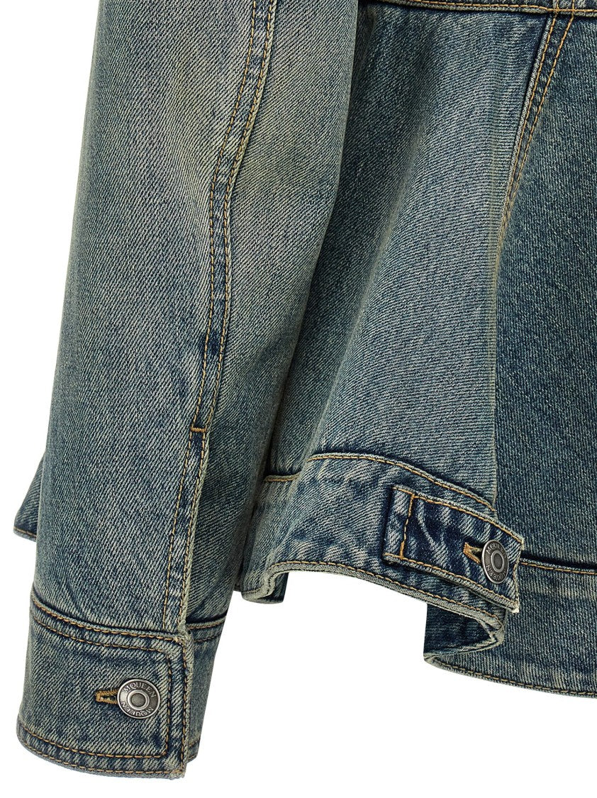 Mcqueen Fitted Delavé Denim Jacket With Flared Bottom