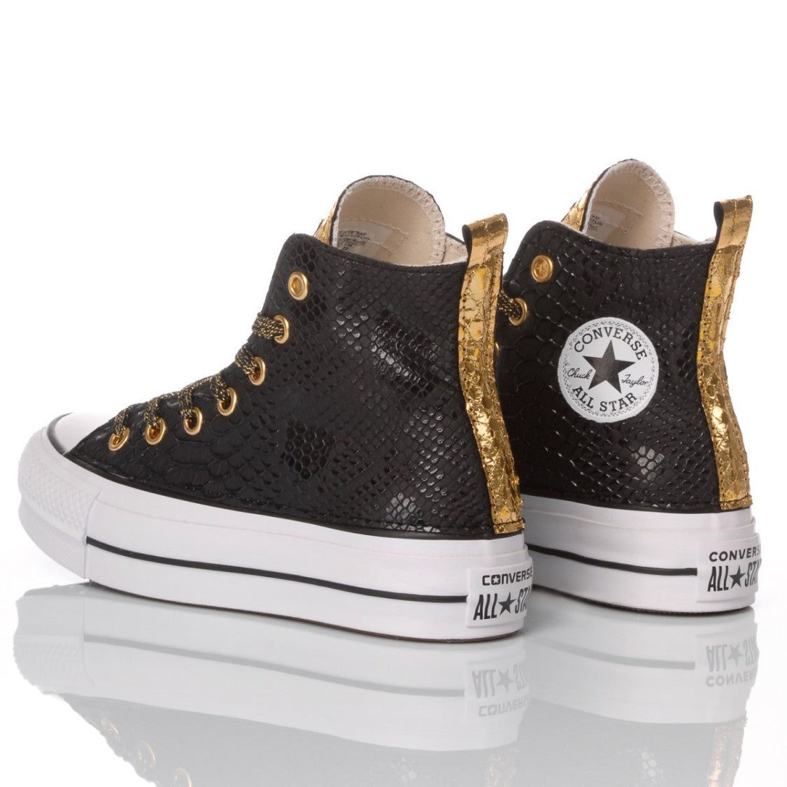 Converse Platform Black, Gold Sneakers