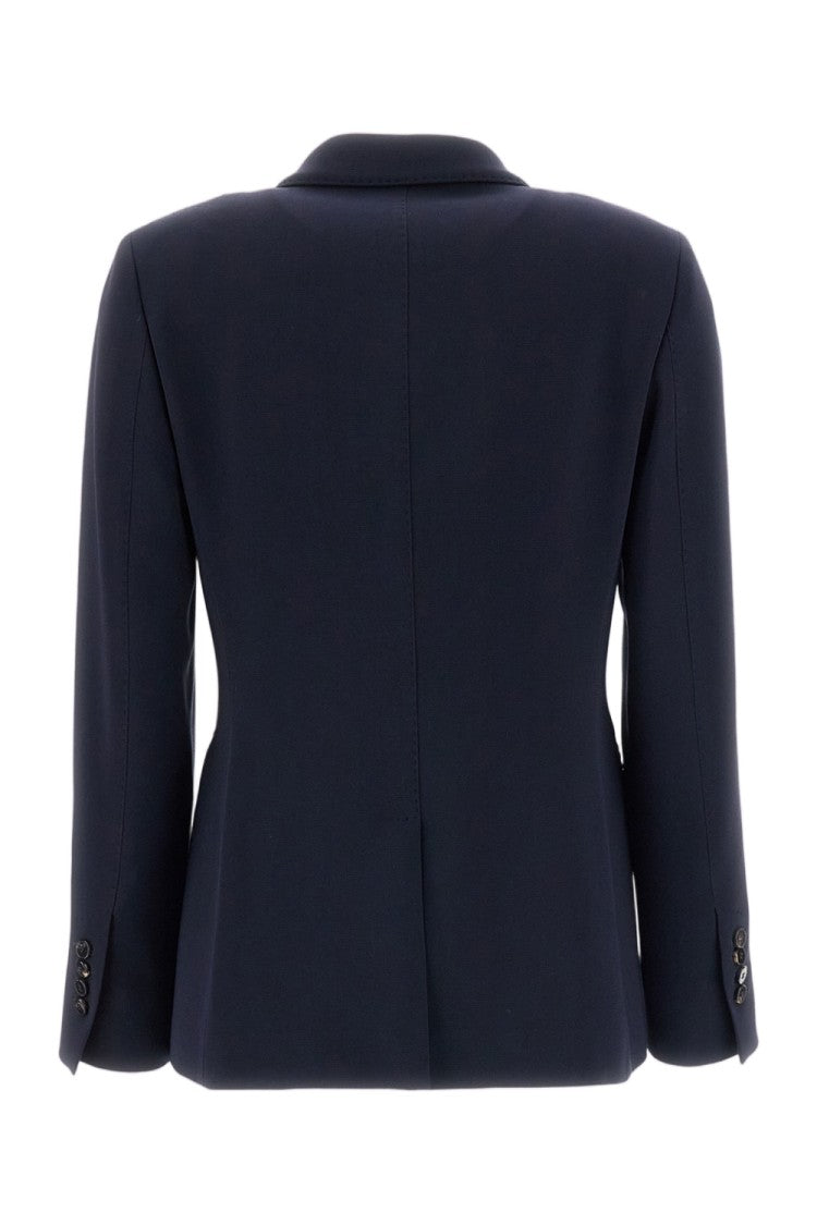 Alberto Biani Blue Structured Cady Double-Breasted Blazer