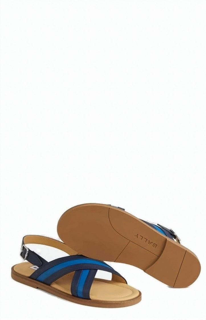 Bally Flat Sandals With Crossed Straps And Adjustable Ankle Strap