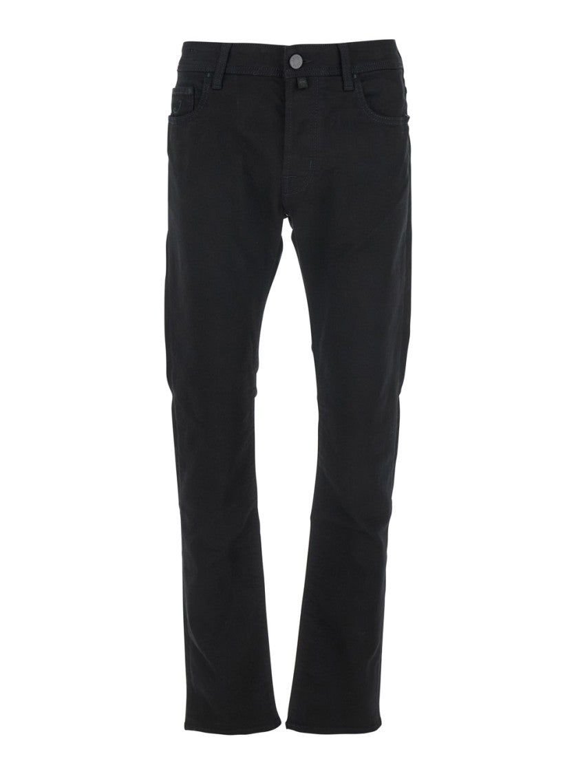 Jacob Cohen Straight-Leg Black Pants With Five-Pocket Design