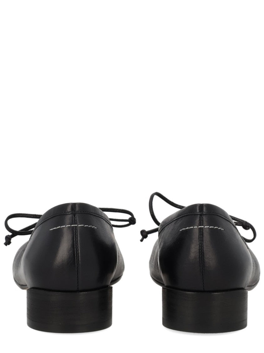 Mm6 By Maison Margiela Anatomical Toe Bow Detail Leather Ballerina Flats