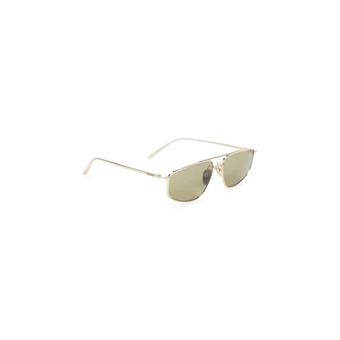 Prada Eyewear Shiny Gold Metallic Logo Minimal Sunglasses
