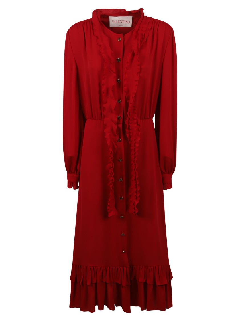 Valentino Garavani Ruffled Trim Button-Down Dress