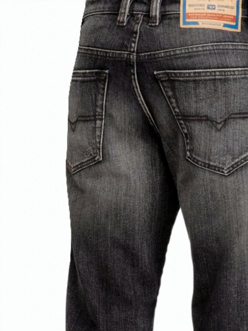 Diesel Slightly Faded Black Denim Pants With Five-Pocket Design