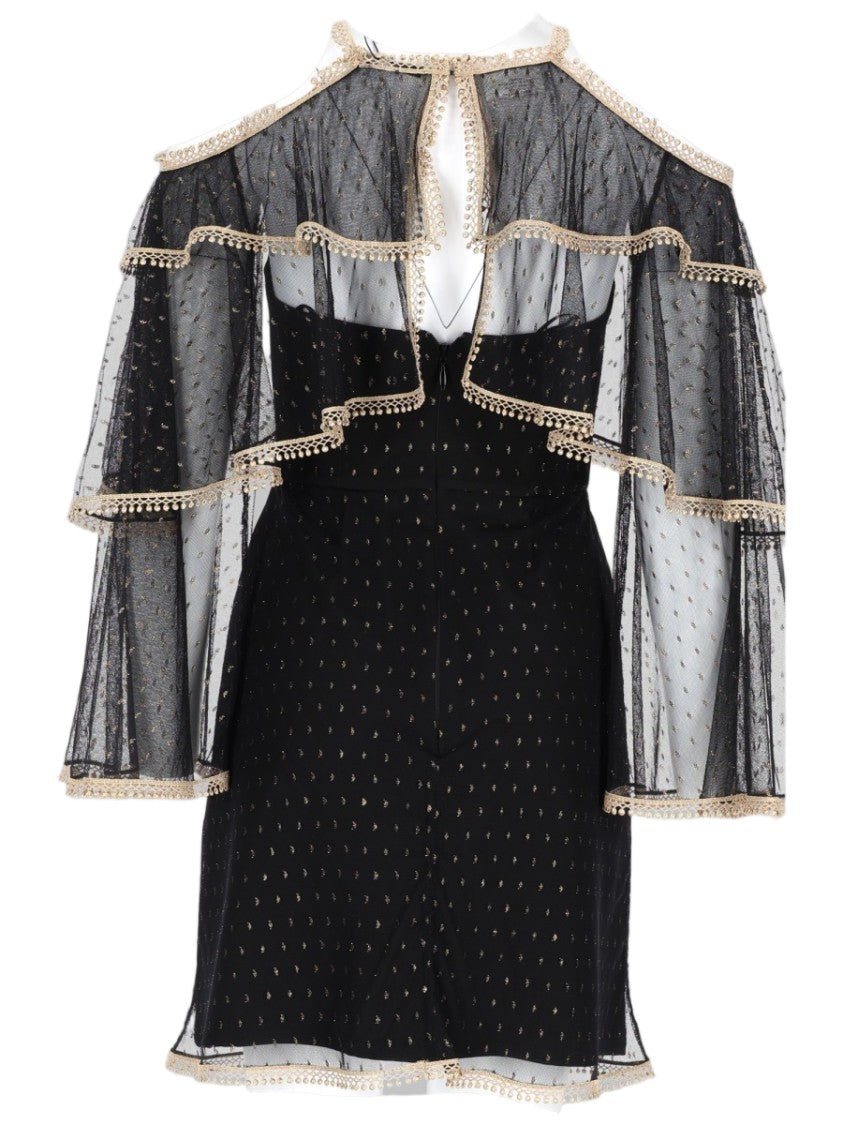 Thurley Polka Dot Overlay Mini Dress With Sweetheart Neckline