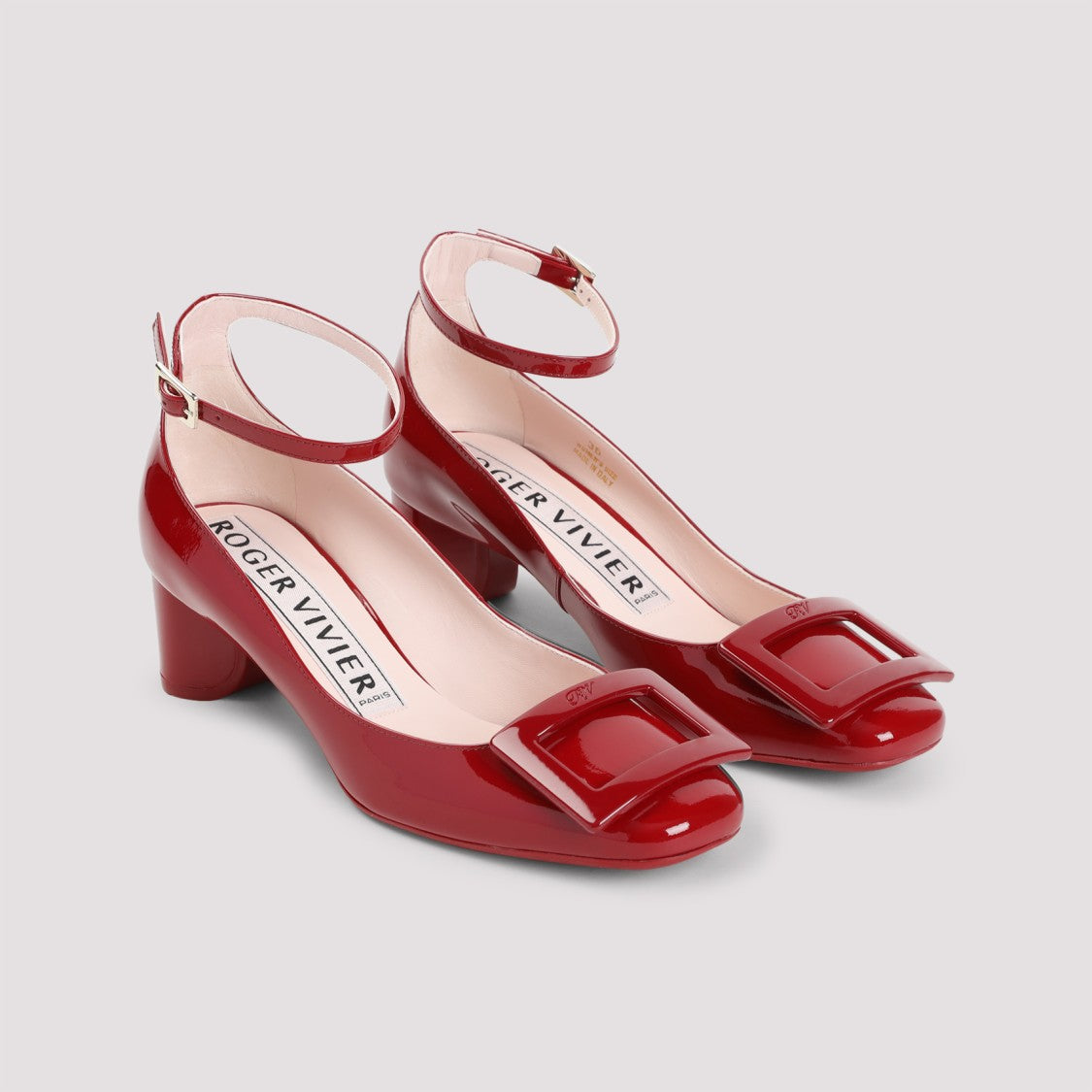 Roger Vivier Red Calf Leather Pumps With Buckle Detail
