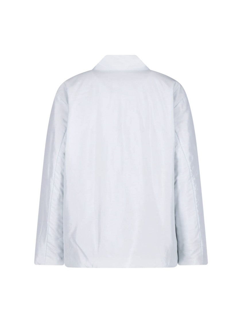Auralee Light Blue Silk Long-Sleeve Shirt Jacket