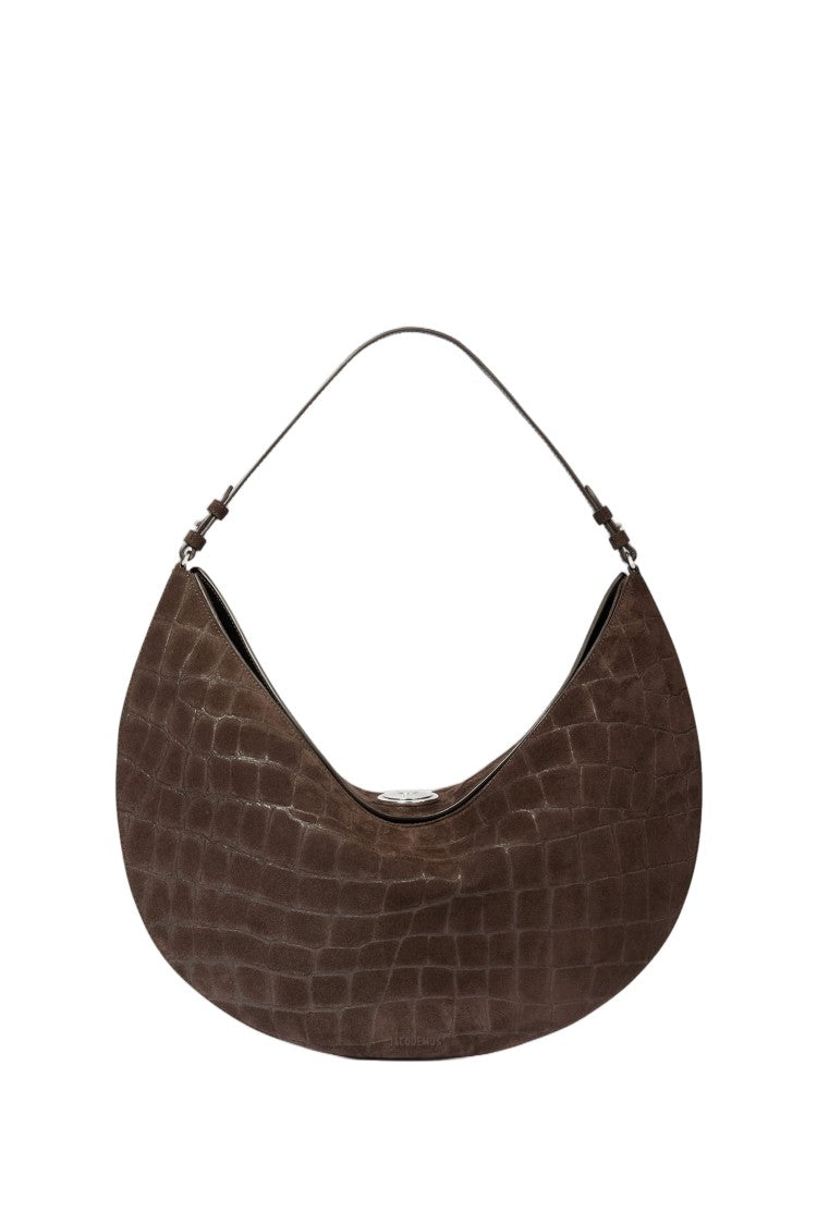 Jacquemus Crescent-Shape Top-Handle Bag In Crocodile-Effect Calfskin Leather