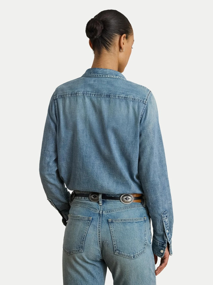 Lauren Ralph Lauren Navy Blue Jamelko Denim Button Shirt