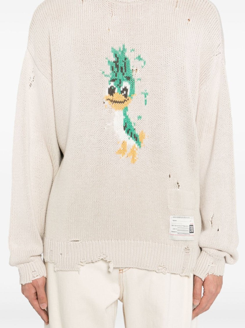 Maison Mihara Yasuhiro Light Grey Jacquard Sweater