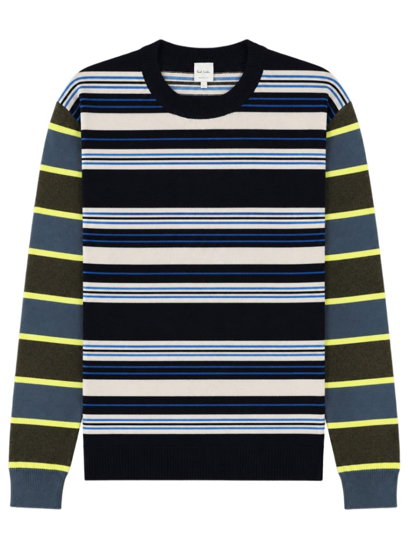Paul Smith Knit Sweater With Striped Pattern And Ribbed Finishing