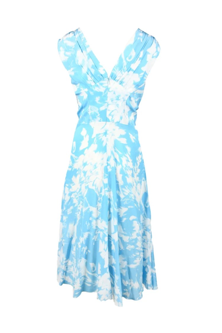 Ermanno Scervino Long Silk Dress - White/Light Blue