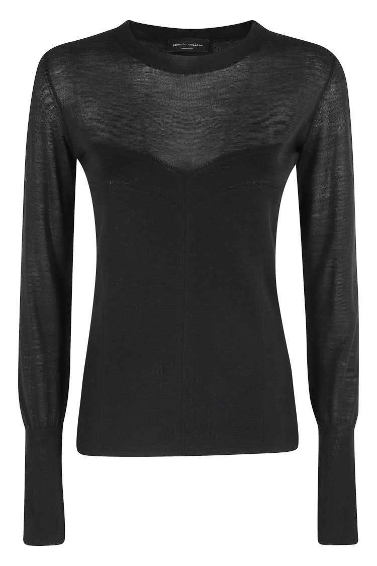 Roberto Collina Fitted Long Sleeve Bustier With Round Neckline