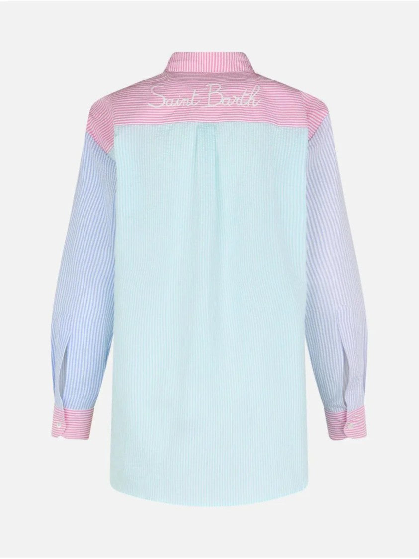Mc2 Saint Barth Patchwork Design Shirt With Classic Collar