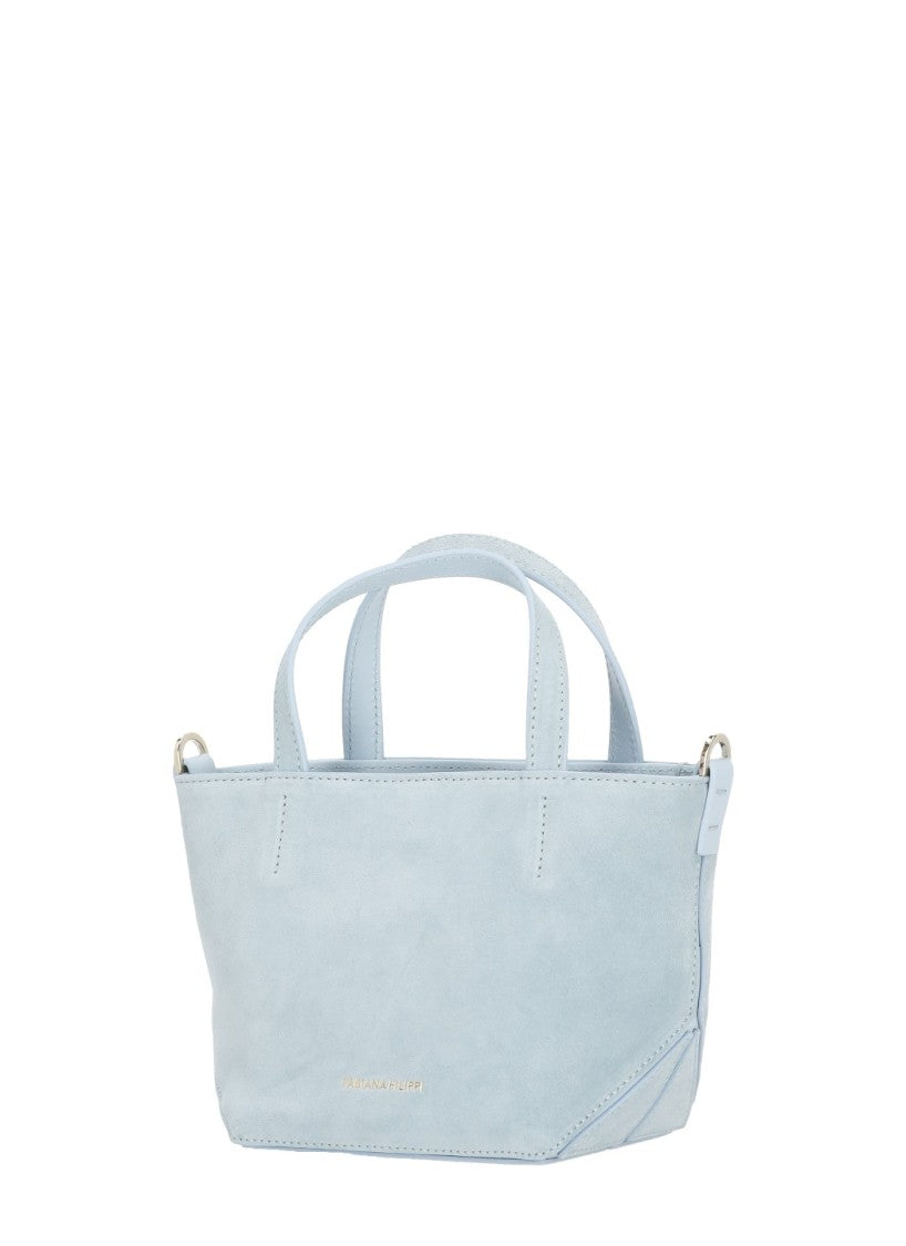 Fabiana Filippi Compact Mini Tote Bag In Soft Suede Leather With Unique Fastenings