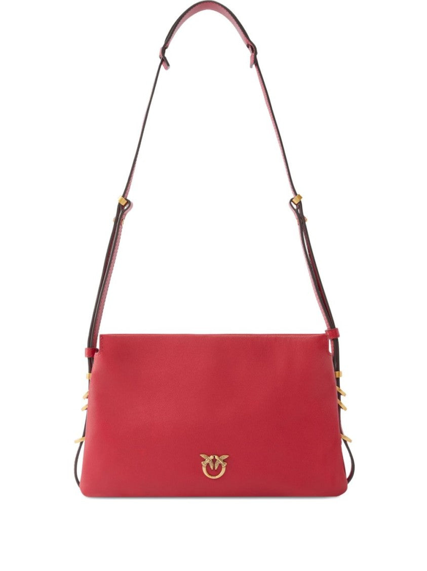 Pinko Calfskin Shoulder Bag In Radiant Red